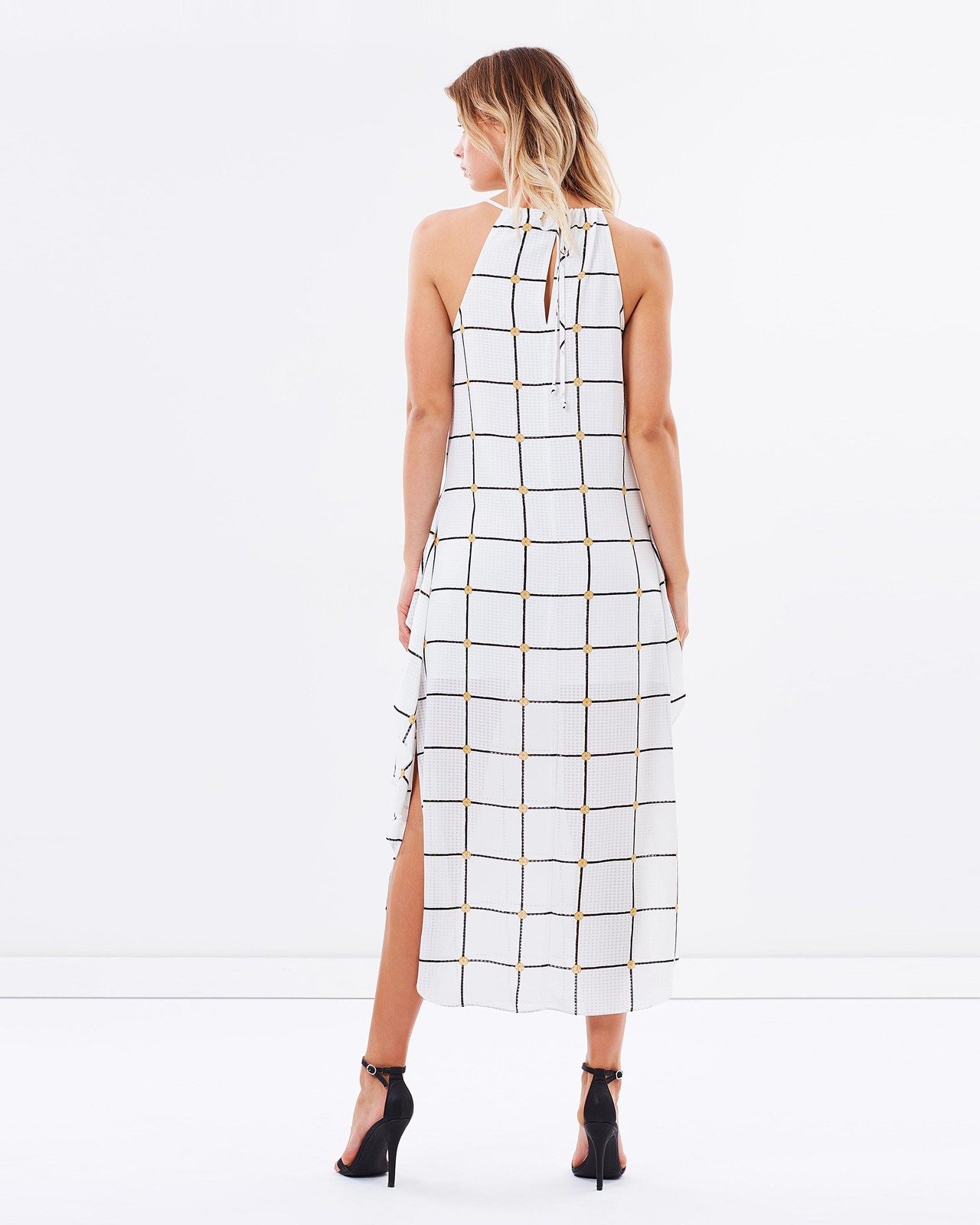 Chateau Ruched Ruffle Midi Dress