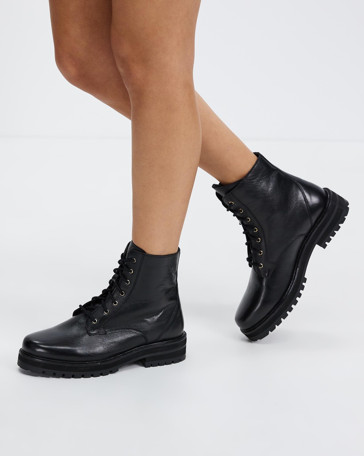 Poppy Leather Combat Boots