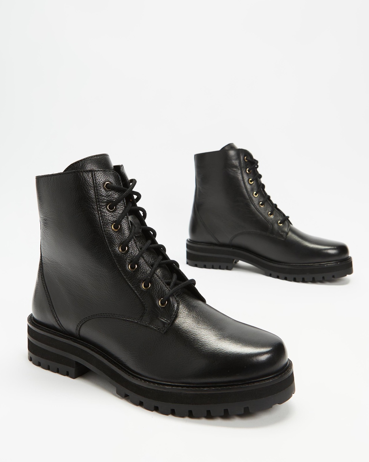 Poppy Leather Combat Boots