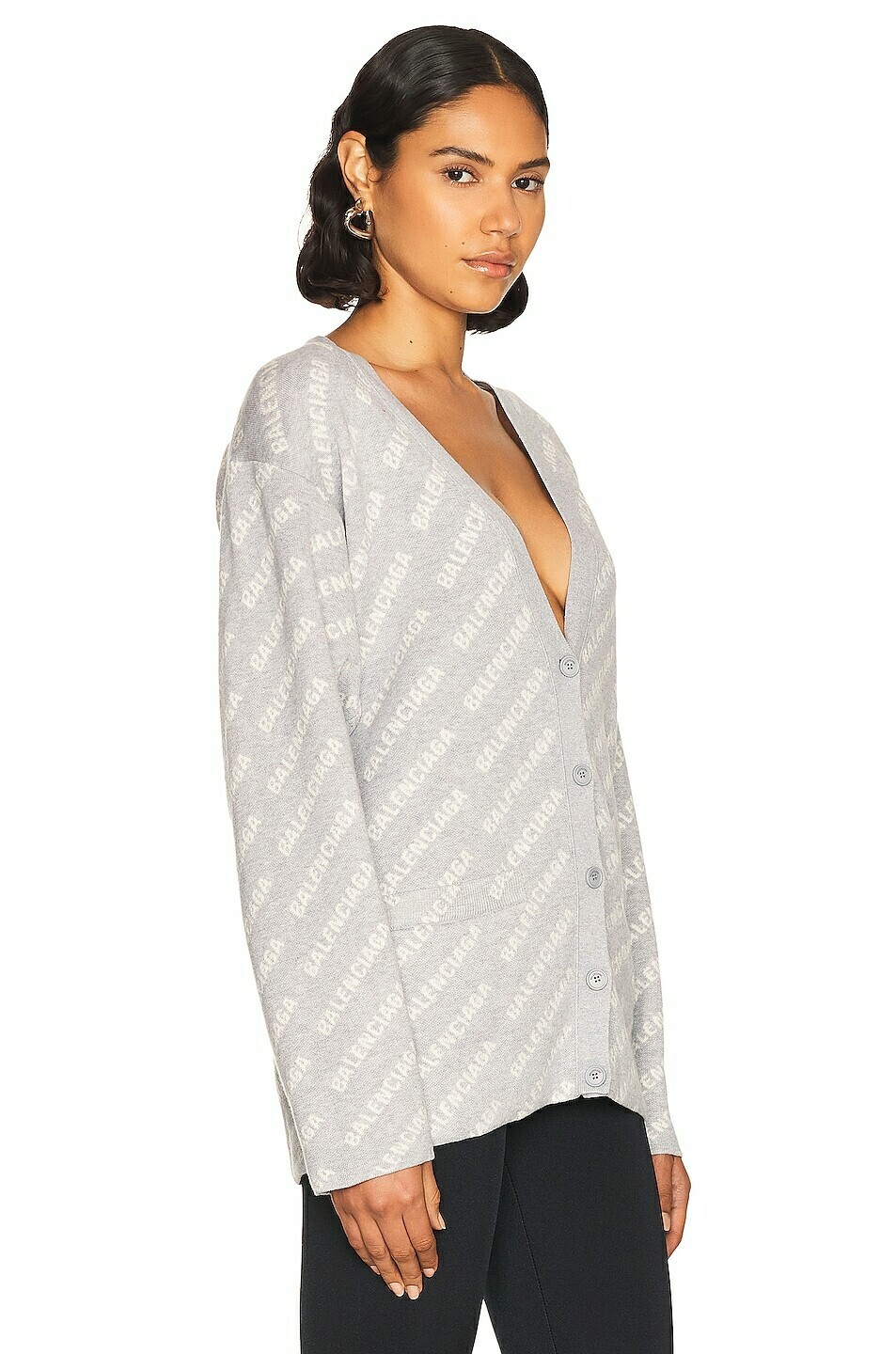 Balenciaga Balenciaga Logo All Over Cardigan in Grey & White - AirRobe