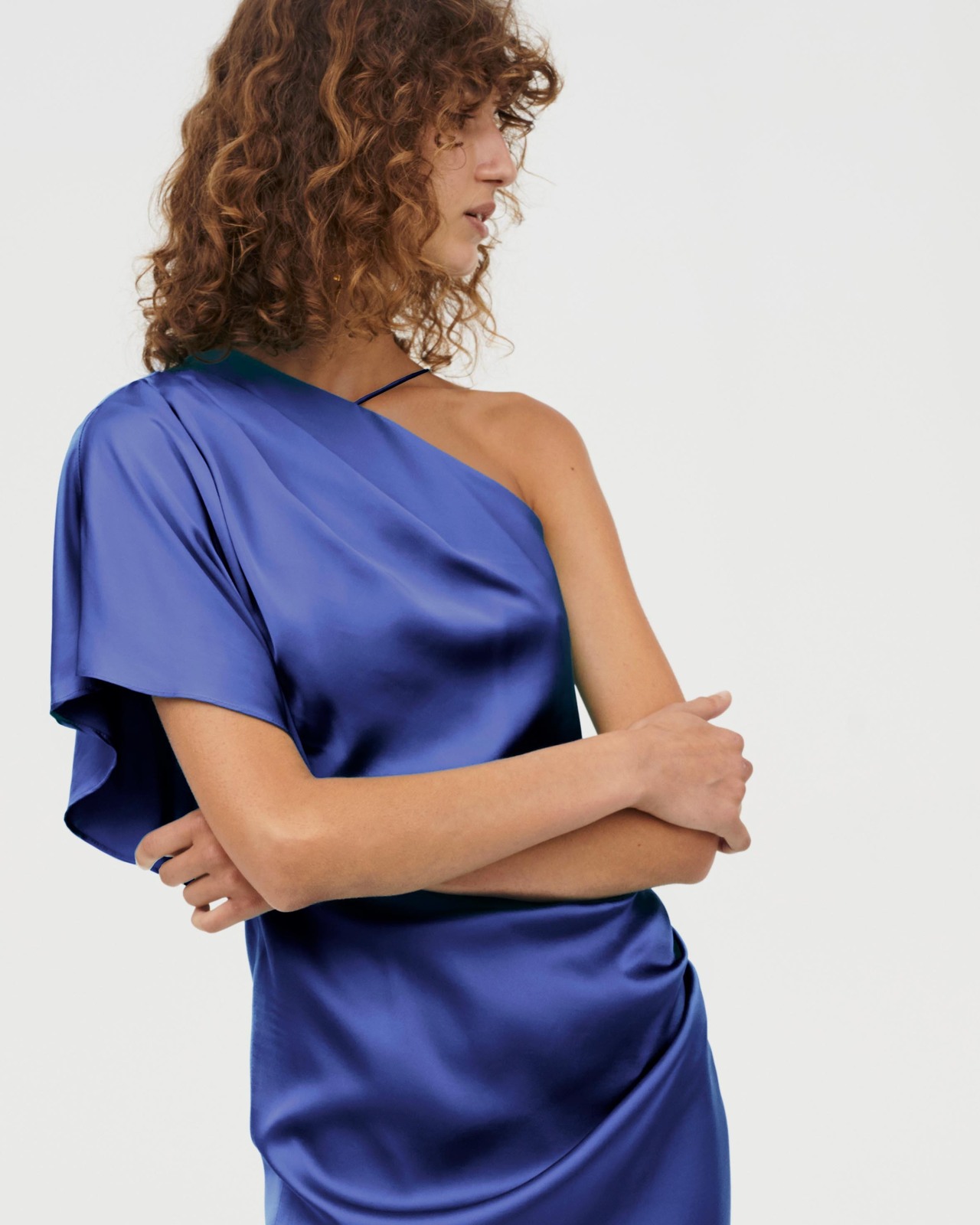 navy blue dress for baby girl ASYMMETRICAL GAMES STRAPLESS GOWN main image 1