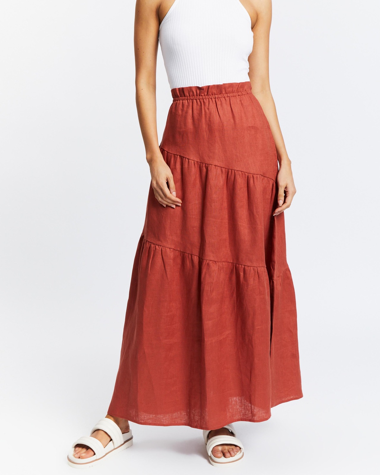 Tiered Linen Maxi Skirt AirRobe