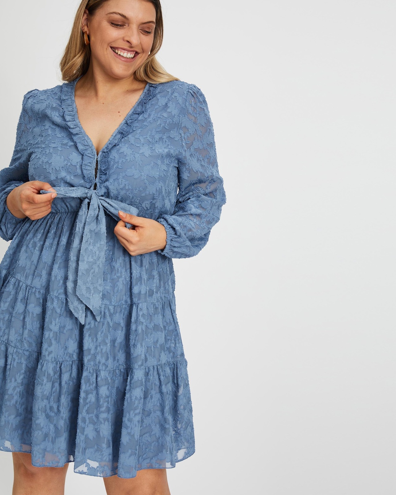 Emmie Long Sleeve Ruffle Mini Dress Size 20 BNWT