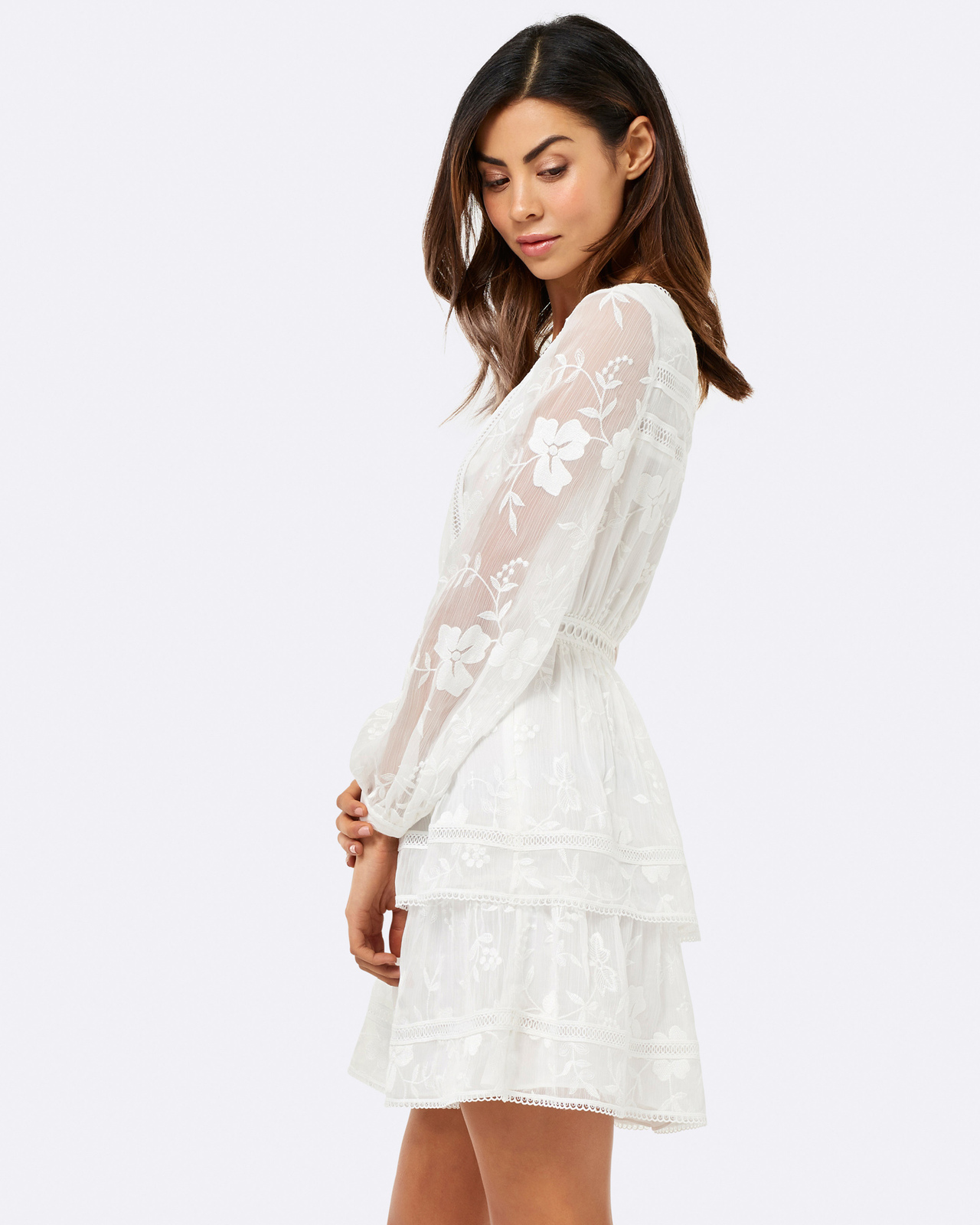 forever new embroidered dress Forever 21 Nude Maxi Dress with White Embroidered Lace- Size S – The Saved  Collection main image 0