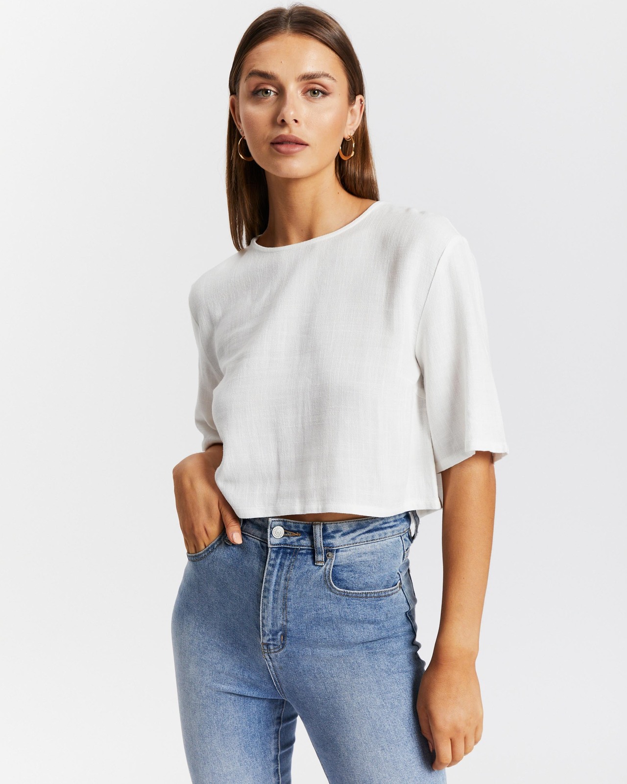 Hyam Linen Button Back Top