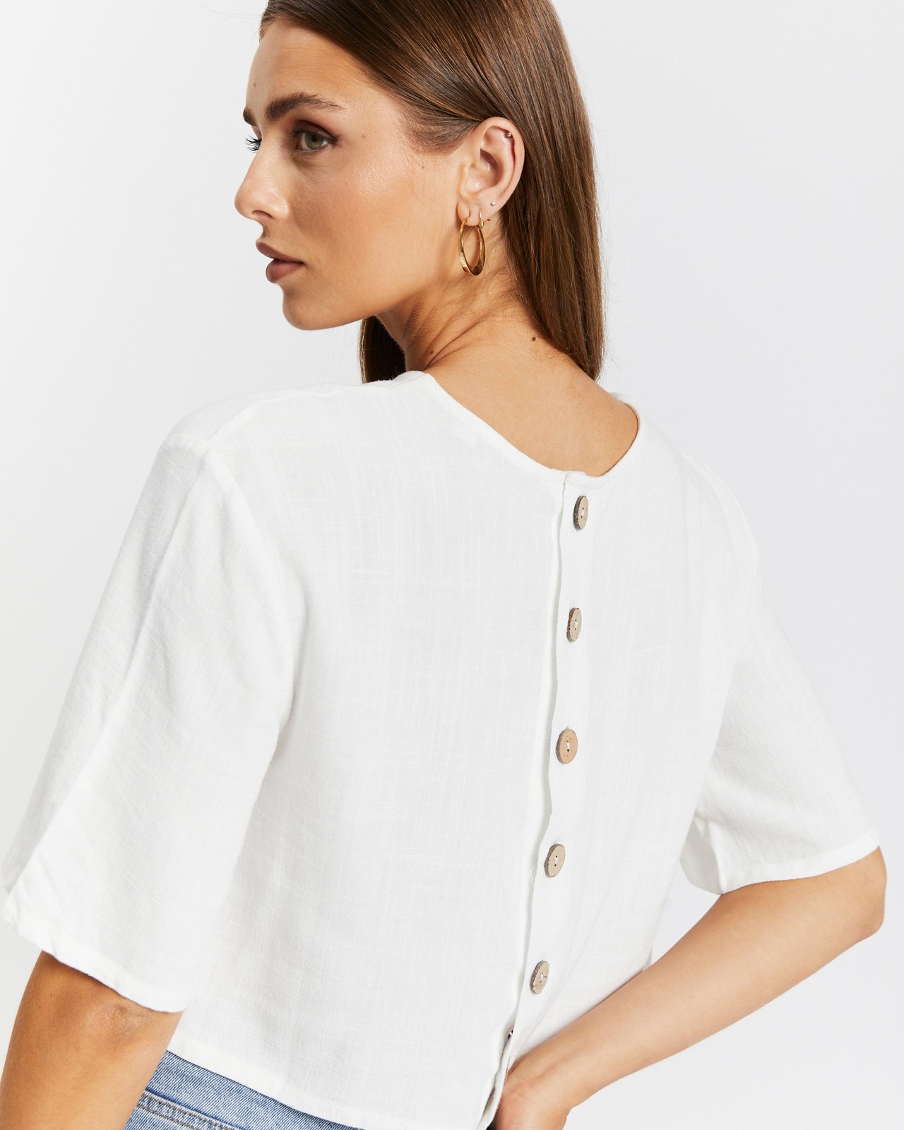 Hyam Linen Button Back Top