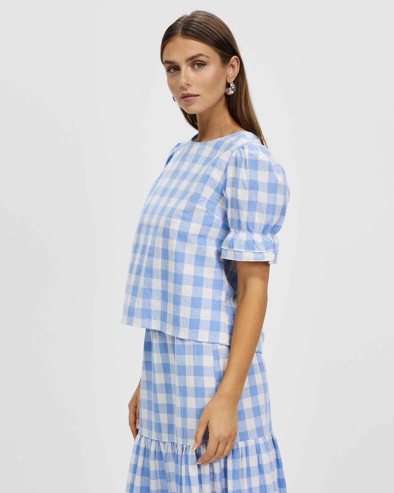 Elsa Gingham Cotton Tie Back Top