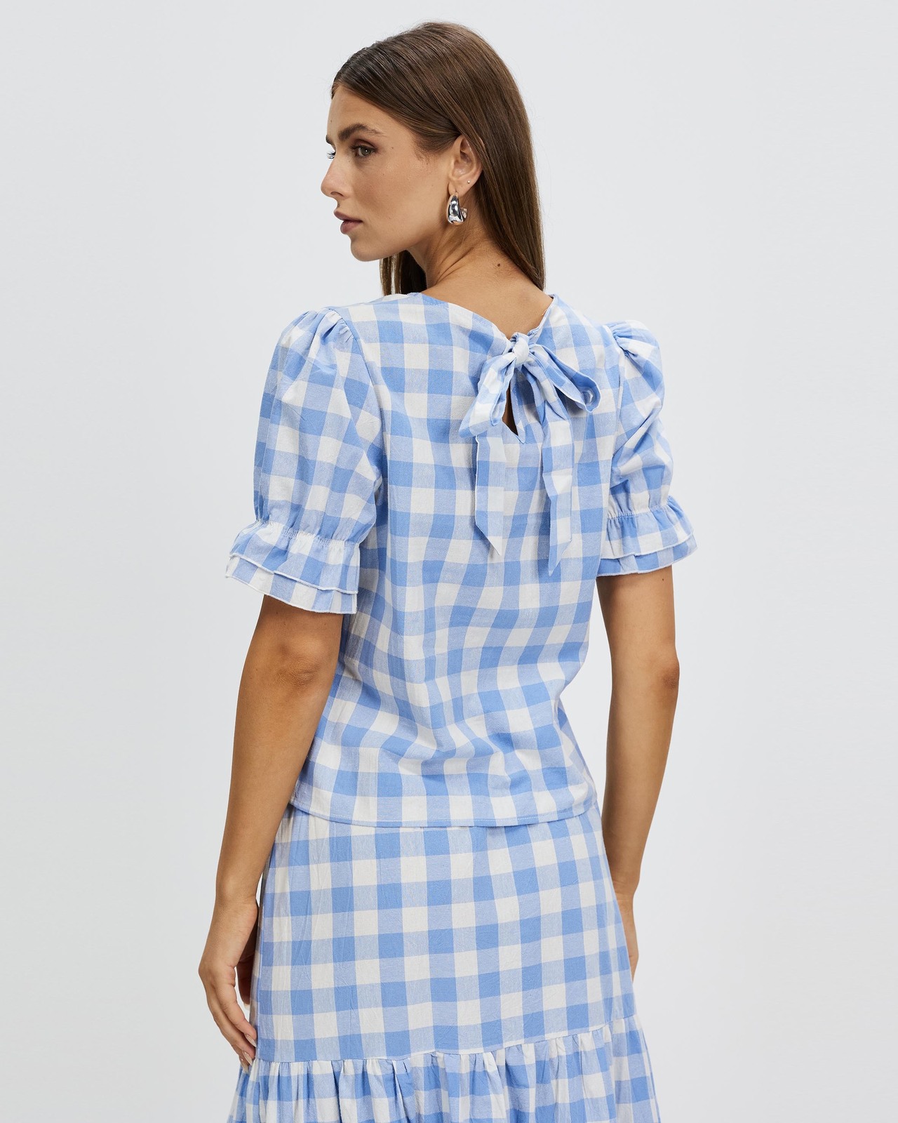 Elsa Gingham Cotton Tie Back Top