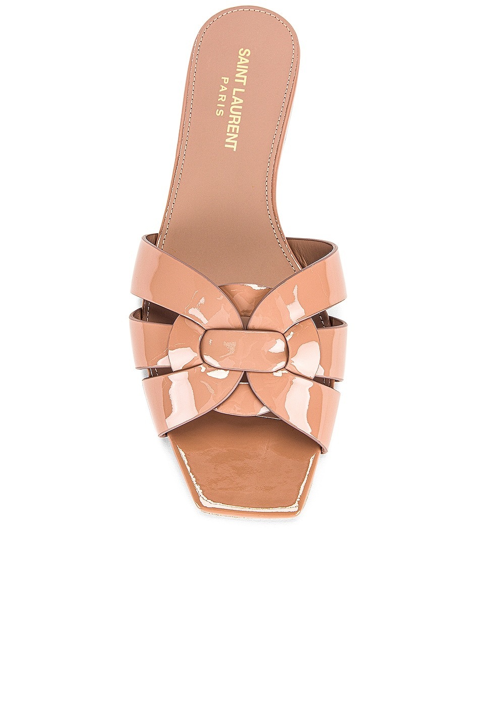 Saint Laurent Saint Laurent Tribute Patent Leather Flat Sandals in
