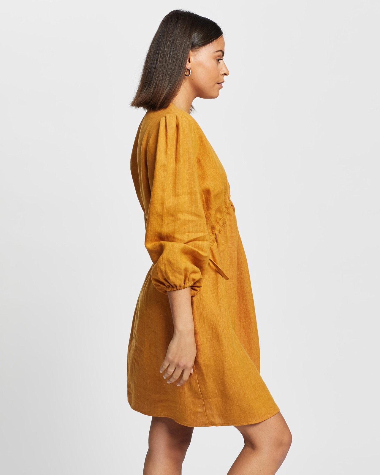 Linen Mini Dress With Tie Sides