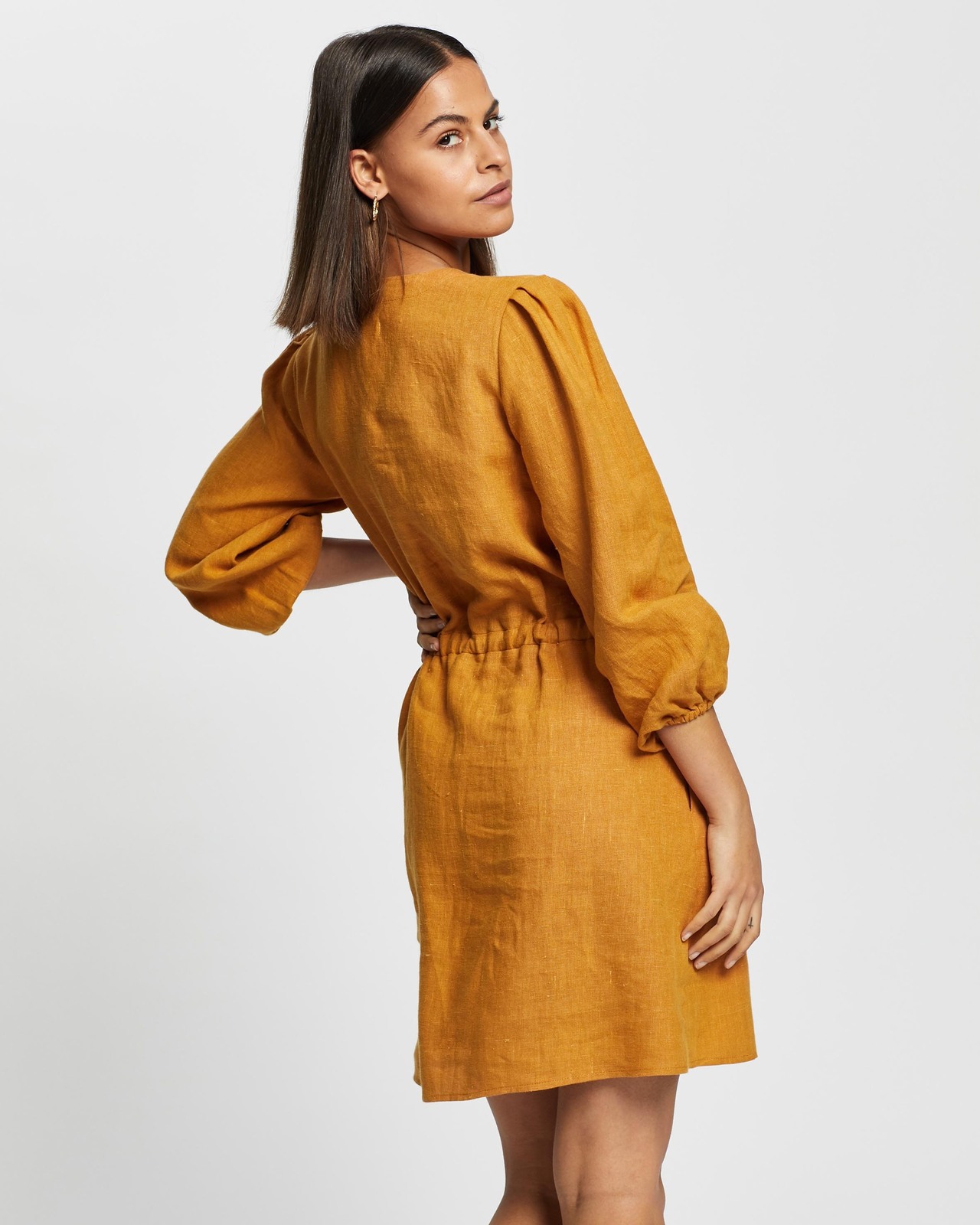 Linen Mini Dress With Tie Sides