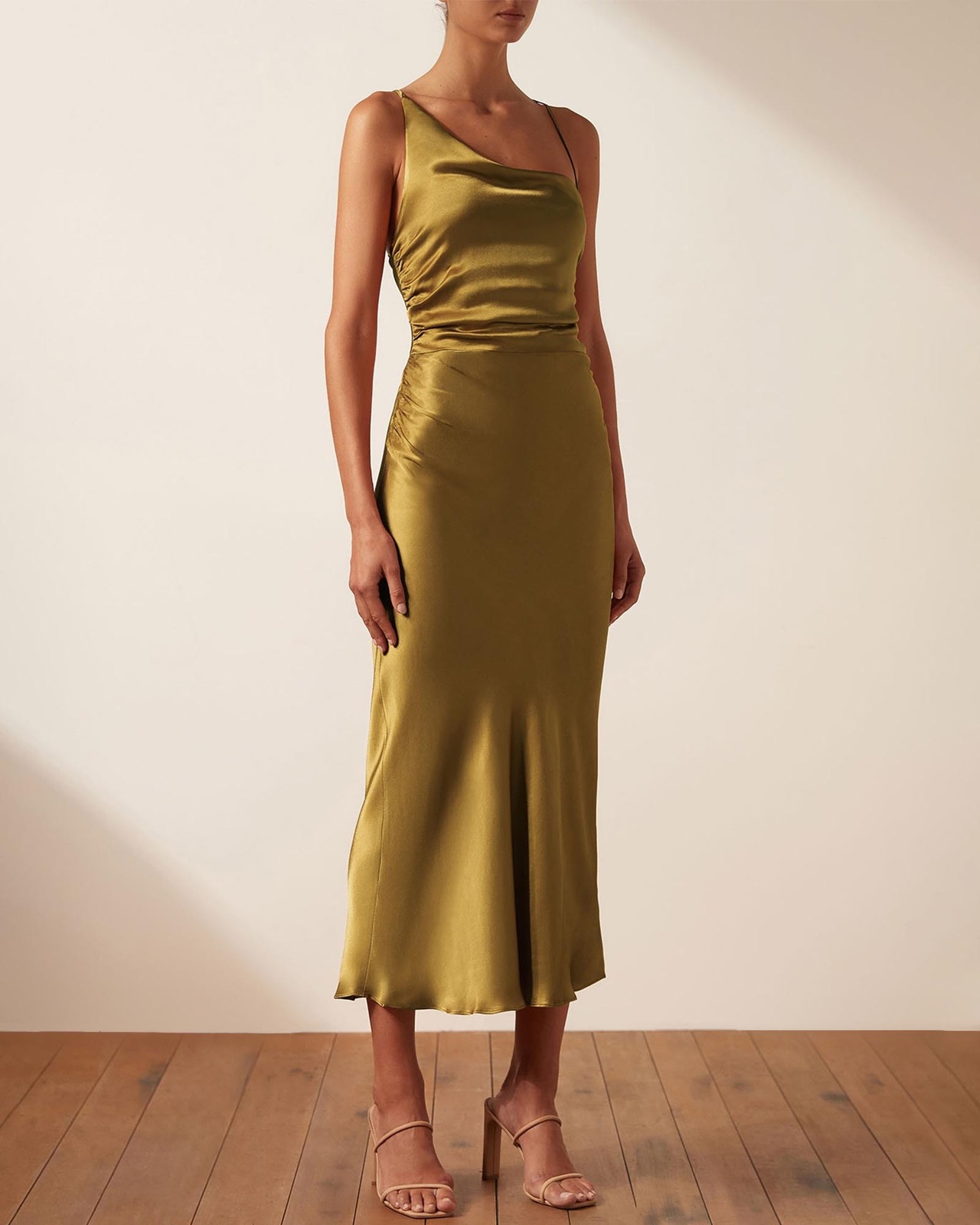 Shona Joy Giorgia Asymmetrical Bias Cowl Midi Dress