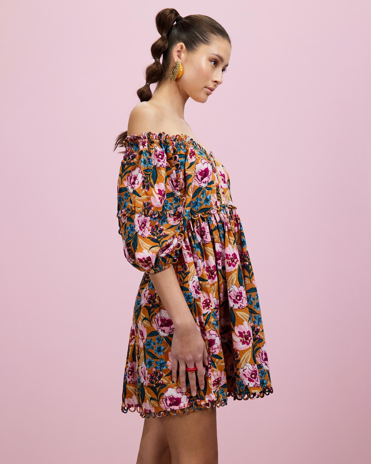TOPSHOP Linen Floral Scallop Trim Mini Dress - AirRobe