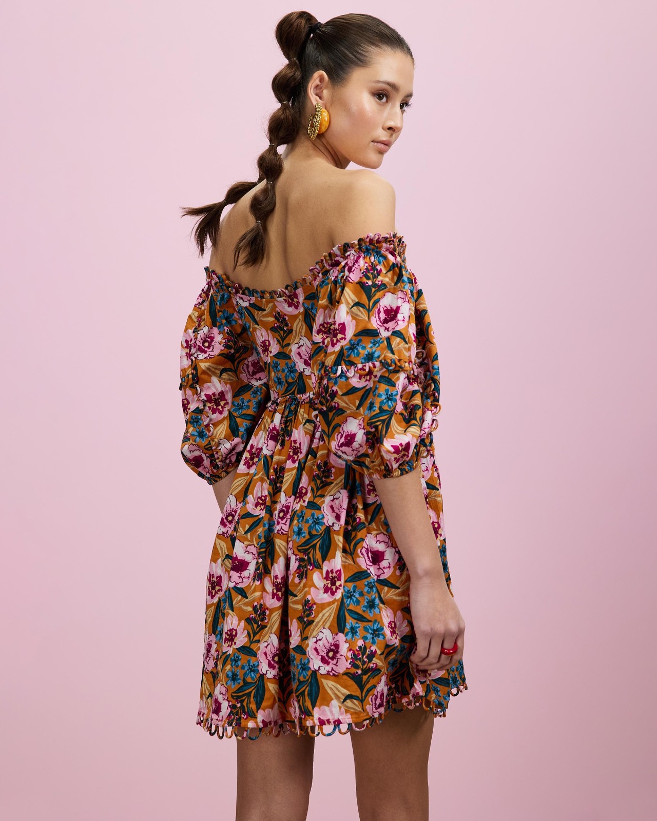 TOPSHOP Linen Floral Scallop Trim Mini Dress AirRobe