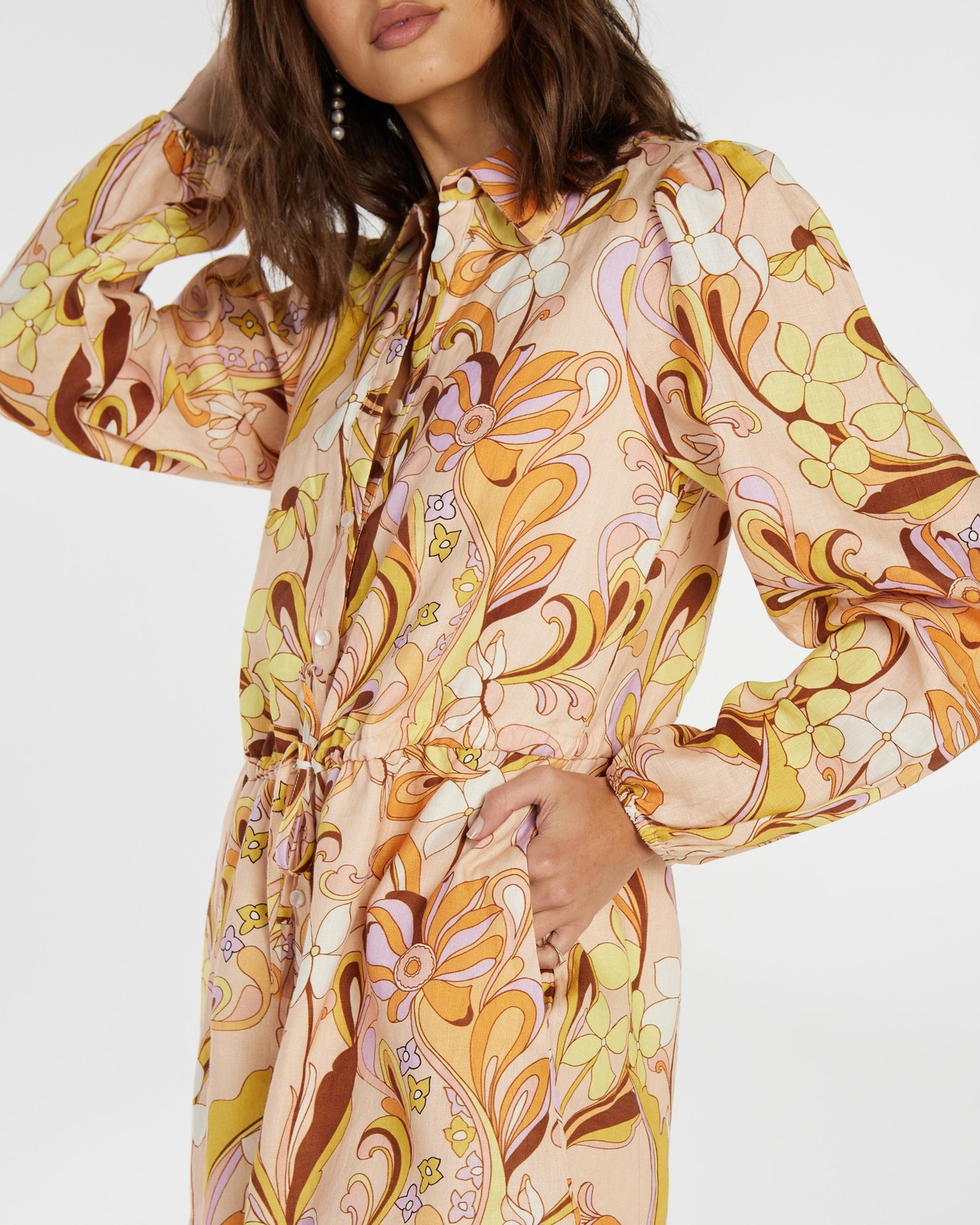 Button Through Linen Playsuit