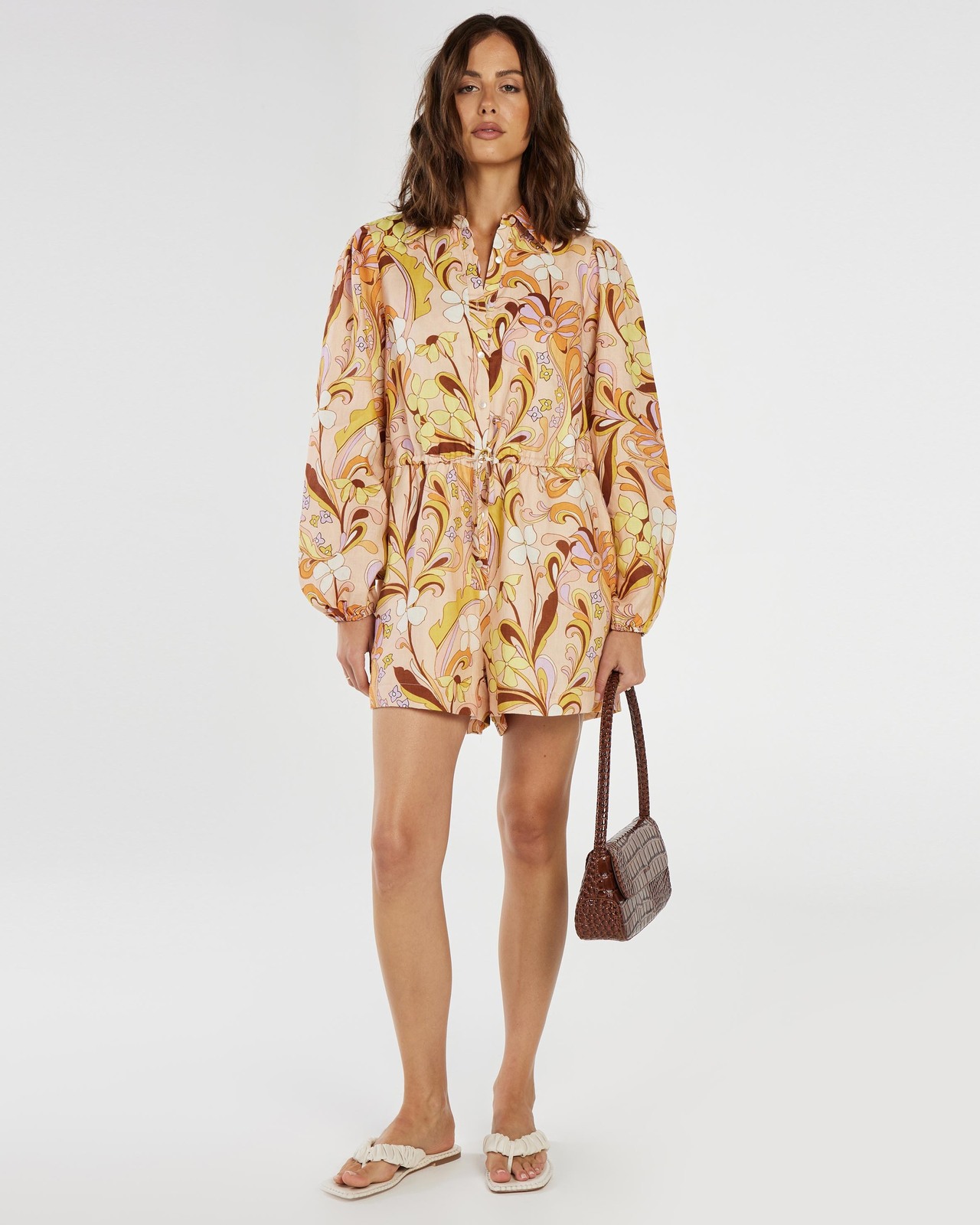 Button Through Linen Playsuit