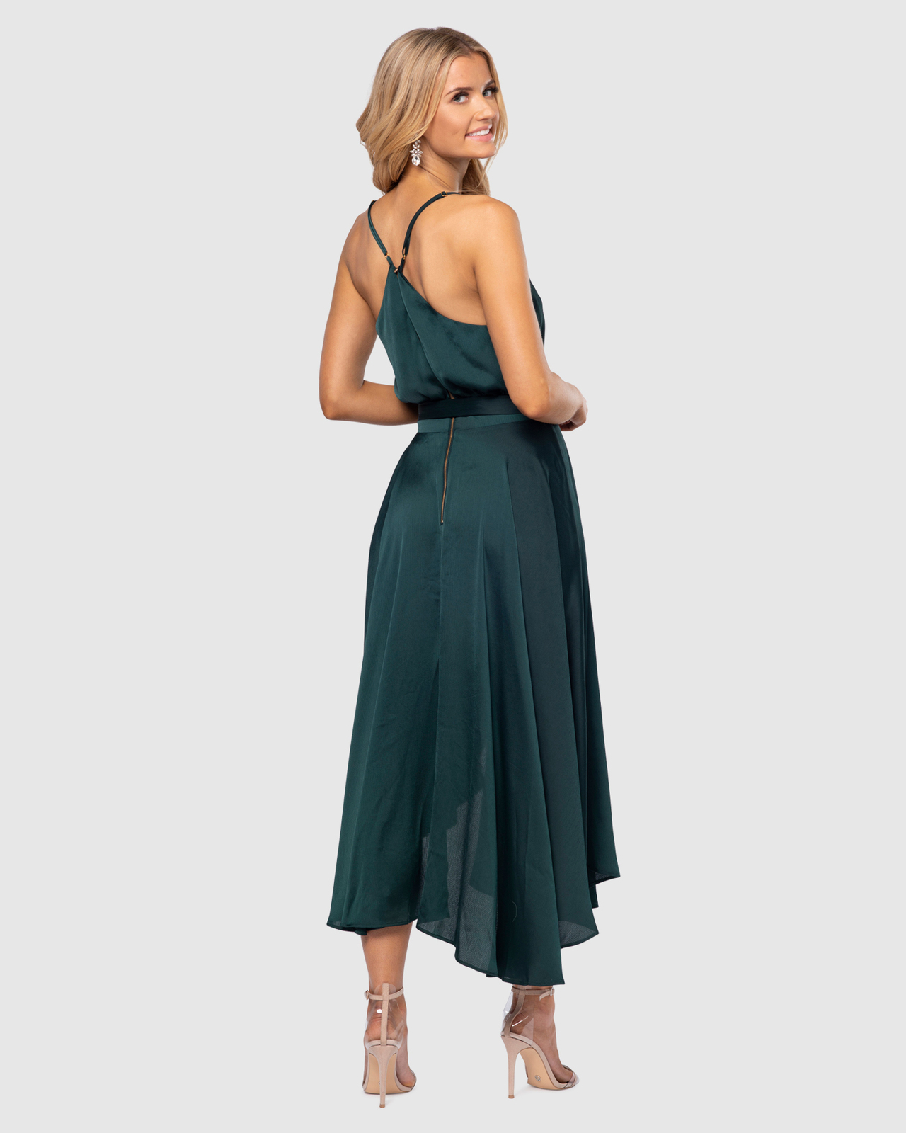 pilgrim bridesmaid dresses Women's Pilgrim Ball Gown Straight Across Neck Taffeta Floor Length Dress XS/S/M/L/XL/XXL/Green/Black/MEAN BLVD M / Green main image 1