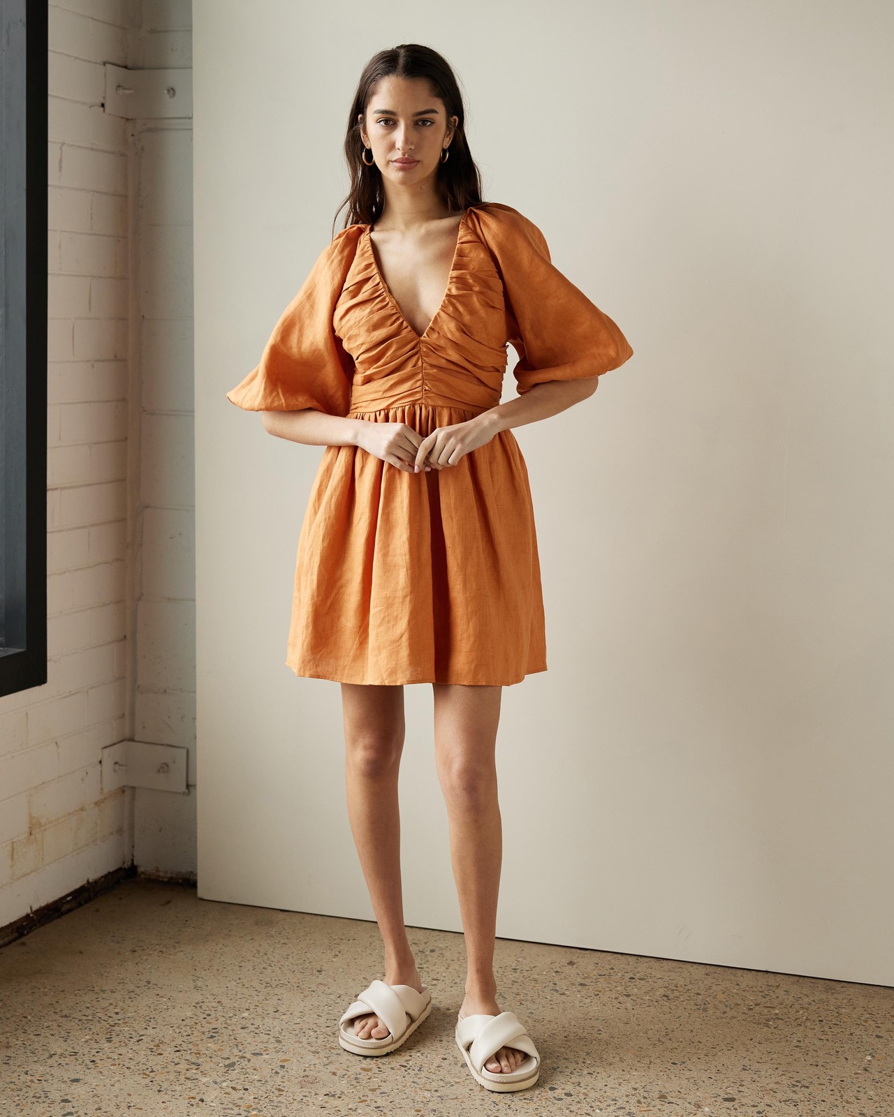AERE Ruched Bodice Mini Dress