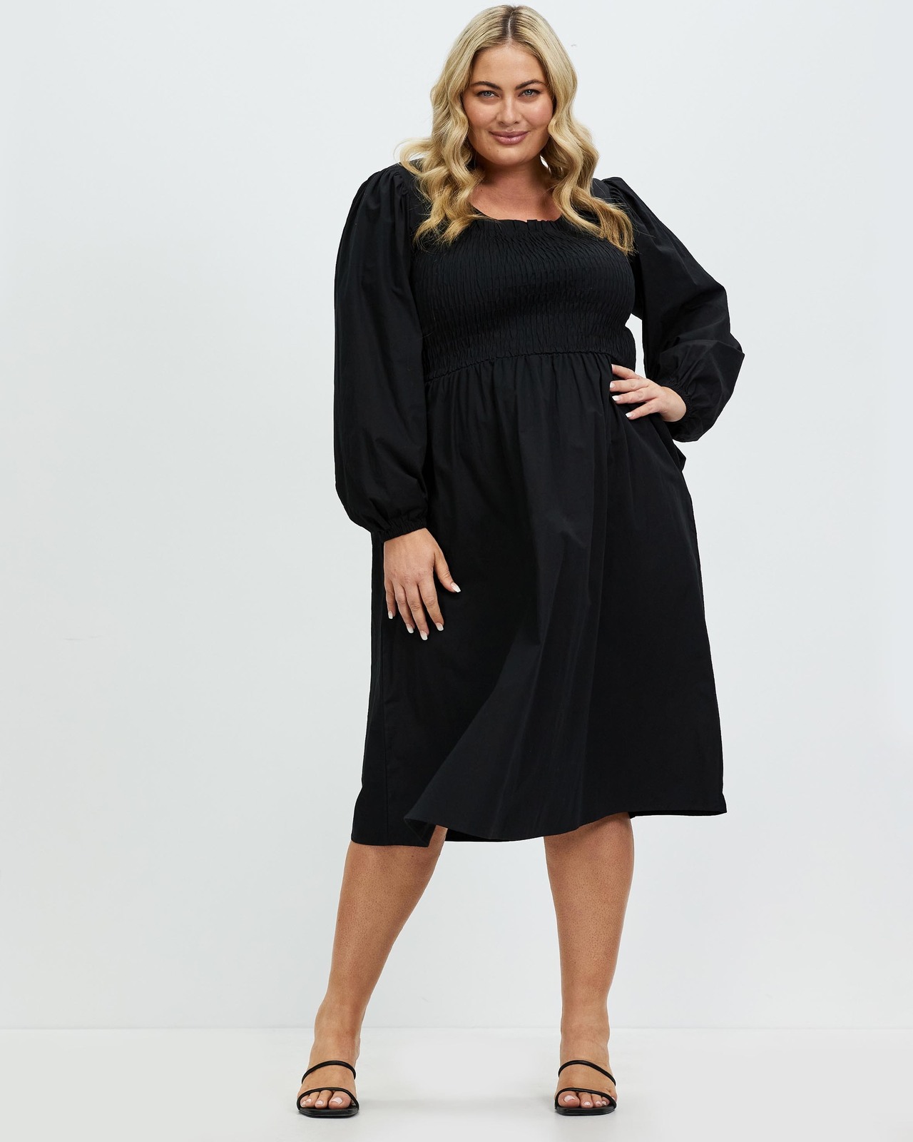 Atmos Here Curvy Cassidy Shirred Midi Dress AirRobe