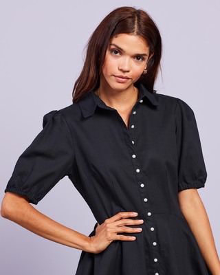 Missguided Button-Down SS Skater Shirt Dress - AirRobe