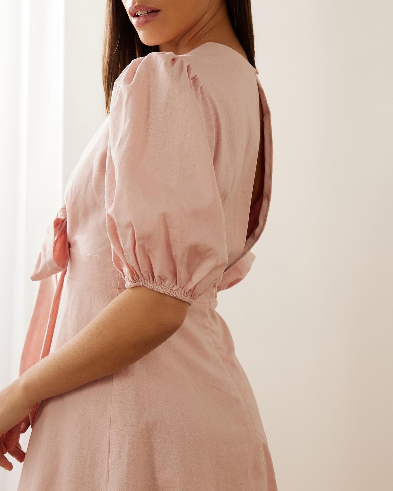 Fairfax Tie Front Linen Blend Mini Dress