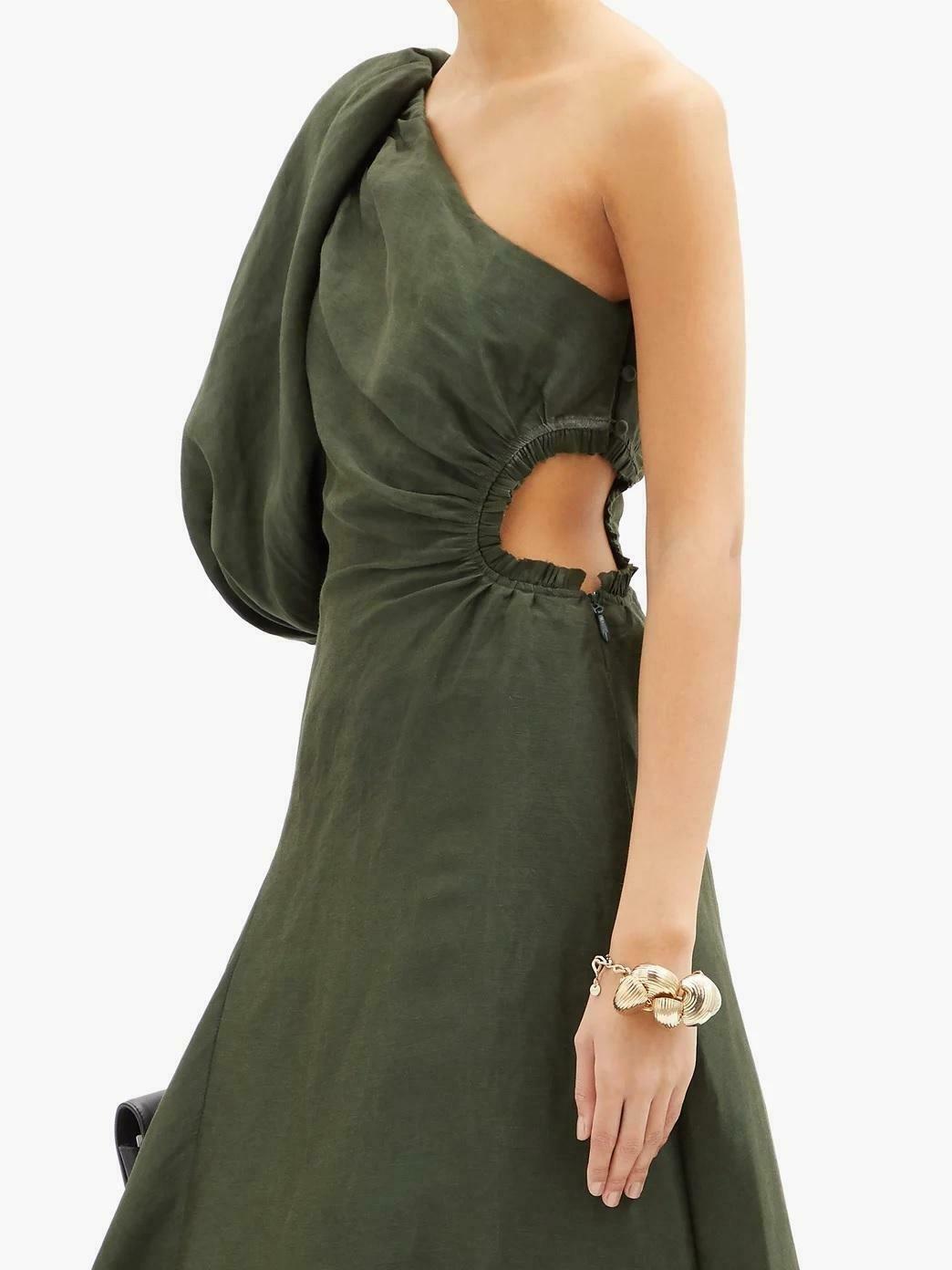 Aje. Concept One Shoulder Dress - Green Aje. Concept One Shoulder Dress - Green