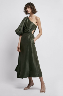 aje concept dress green Aje. Concept One Shoulder Dress - Green