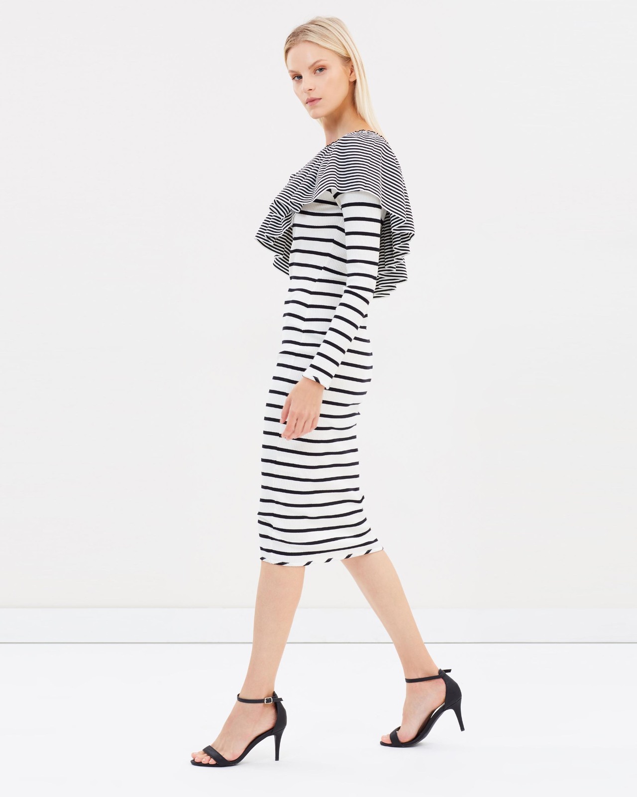 Illusion Frill Shoulder Dress
