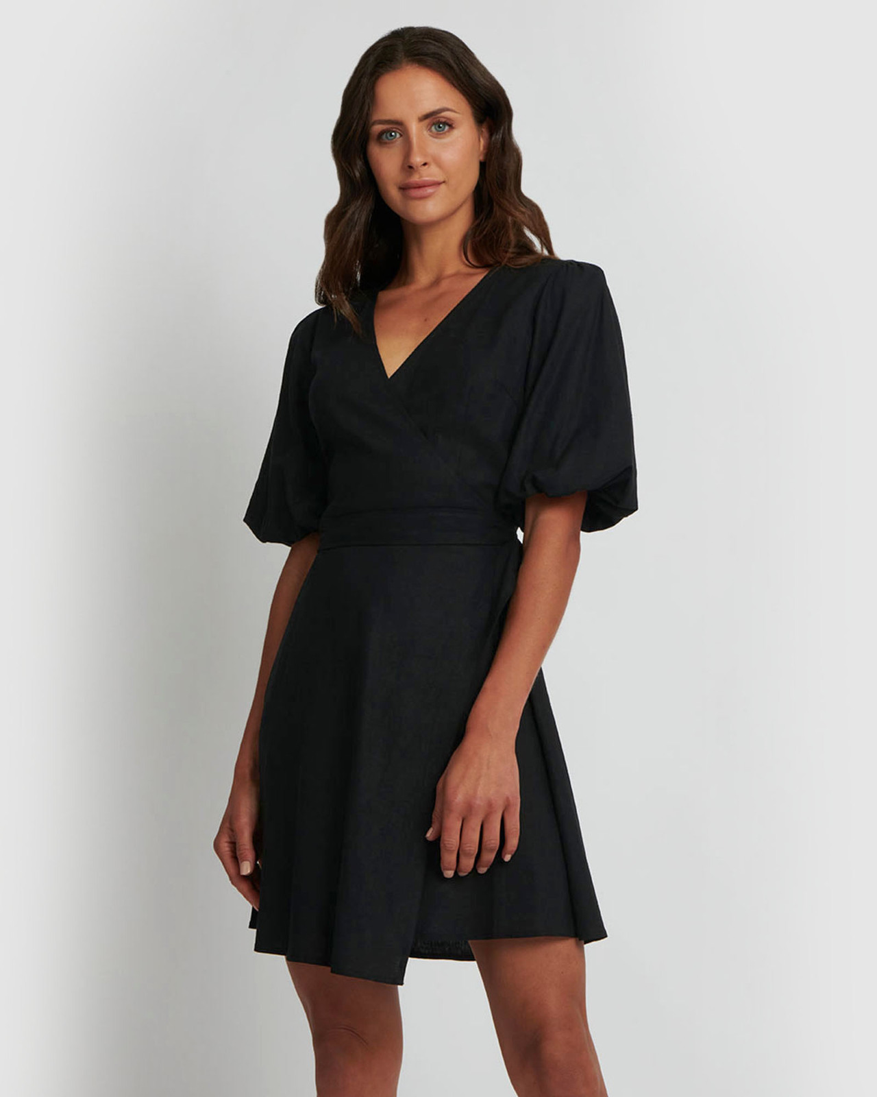 Alaia Balloon Sleeve Wrap Dress