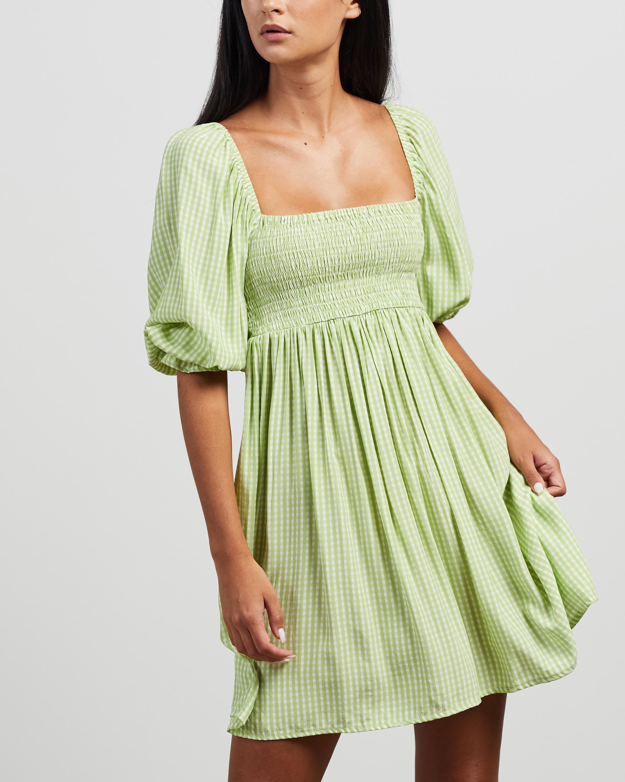 sage mini dress faithfull the brand NEW Faithfull Sage Mini Dress Santa Maria Floral Puff Sleeve Fit & Flare Skater