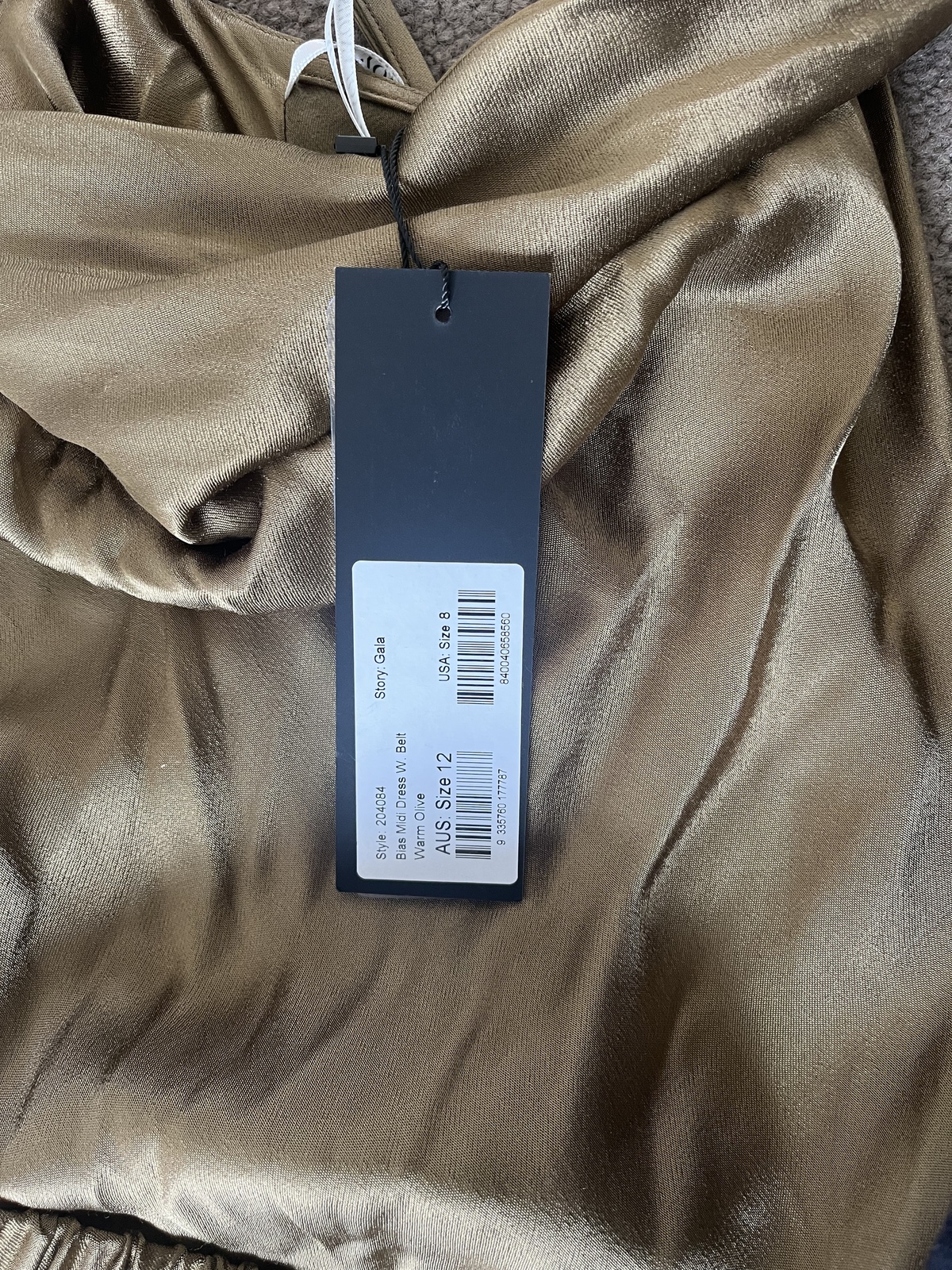 GALA BIAS MIDI DRESS WITH BELT WARM OLIVE GREEN