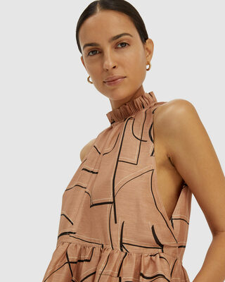 SABA Dia Linen Silk Tiered Dress - AirRobe