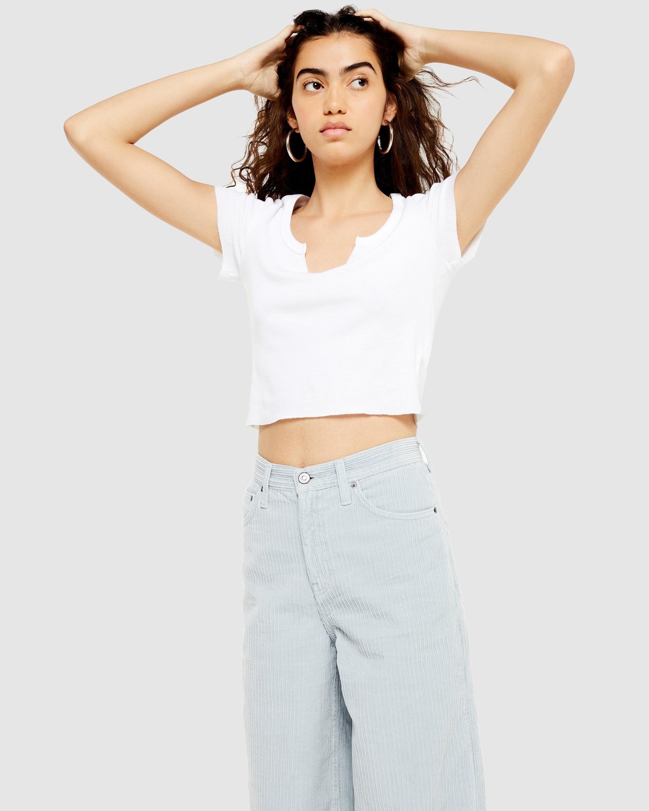 Cord Slim Wide Leg Jeans