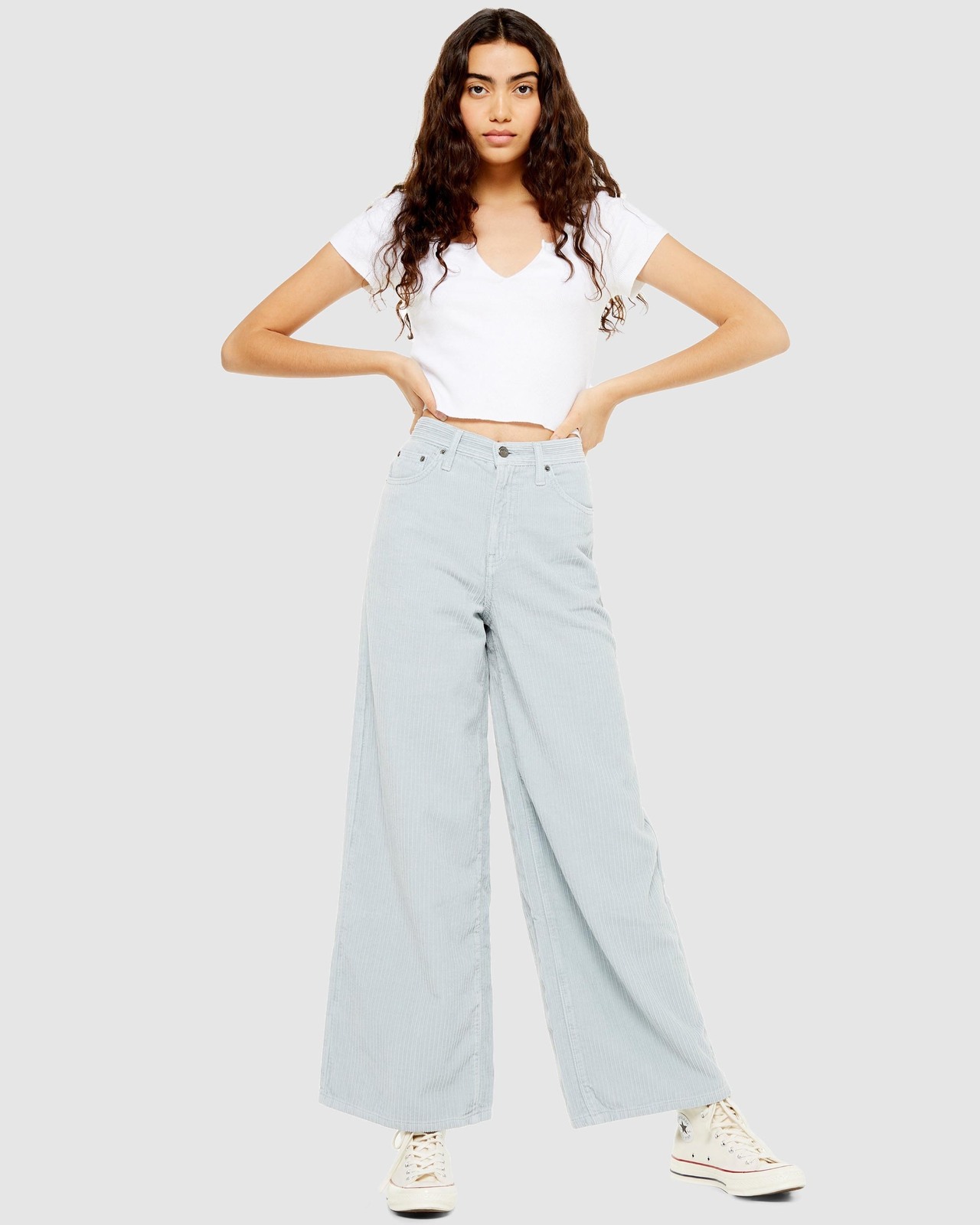 Cord Slim Wide Leg Jeans