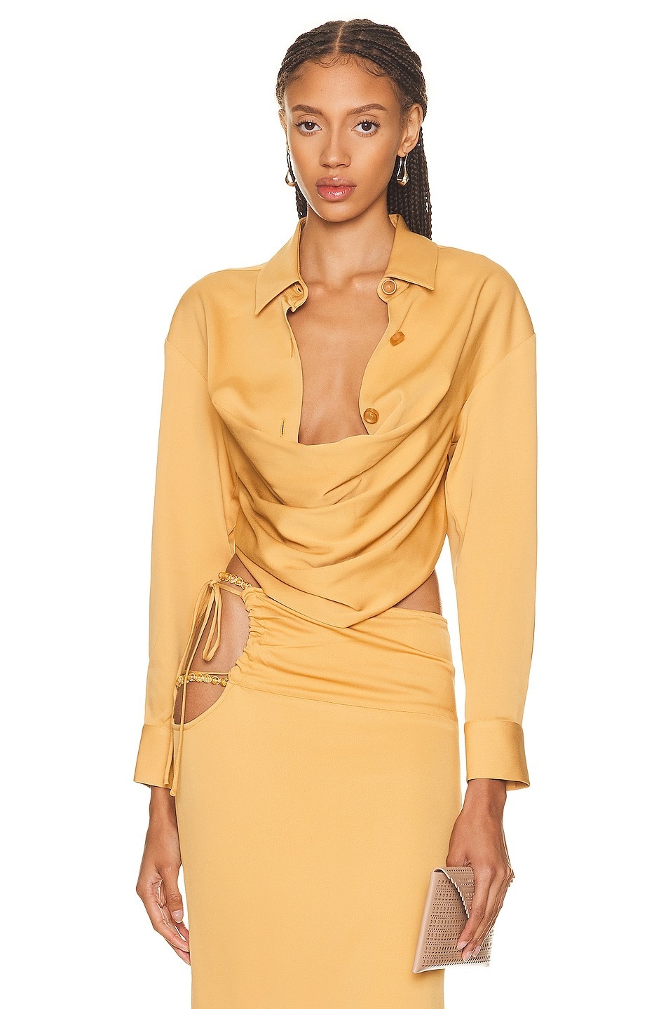 CHRISTOPHER ESBER (white) Side Cowl long sleeve maxi