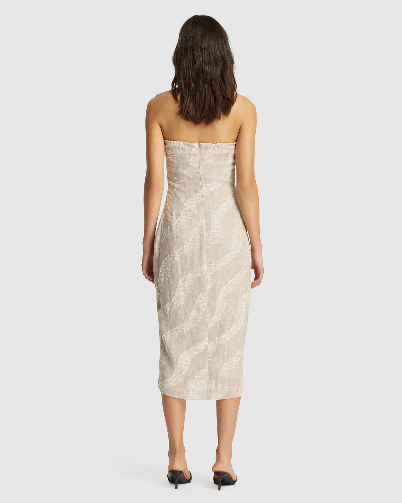 Nadine Gathered Linen Print Dress
