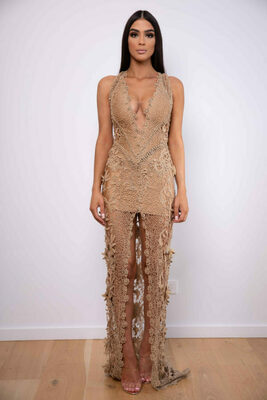 galanni gold dress DRESSES