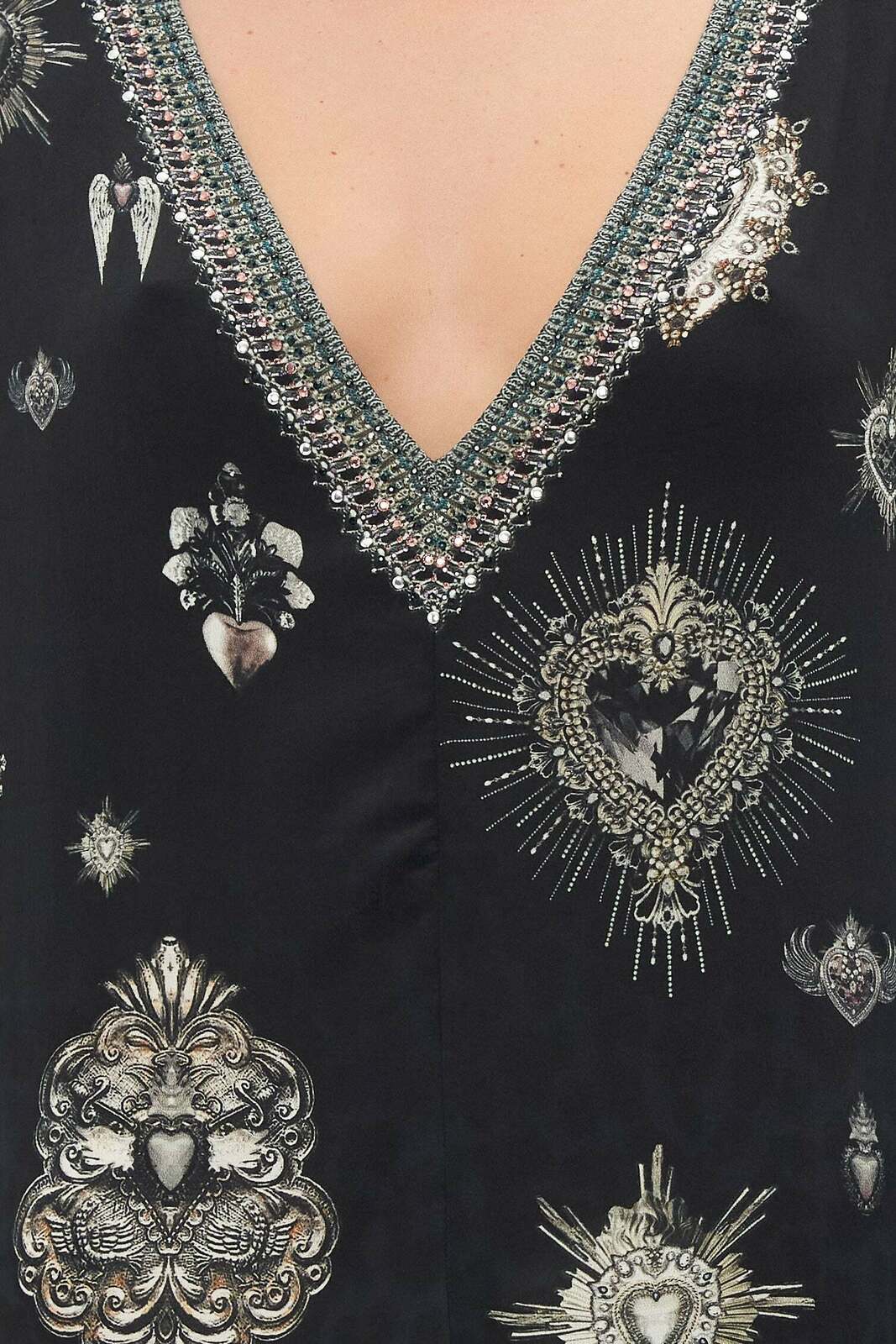 DRAPED BACK LONG SLEEVE DRESS ANIMAL ANARCHY