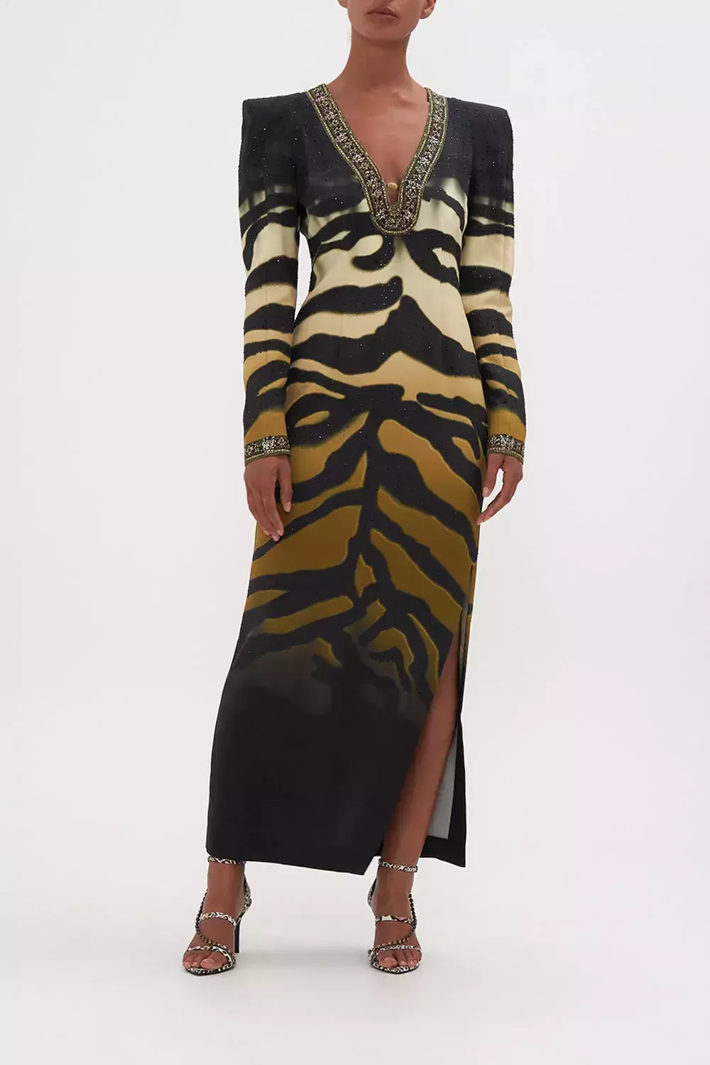 Shoulder Pad Long Sleeve Dress