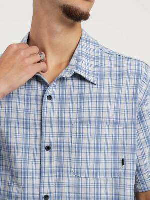 Stussy Graffiti Oxford Short Sleeve Shirt in Blue Check - AirRobe