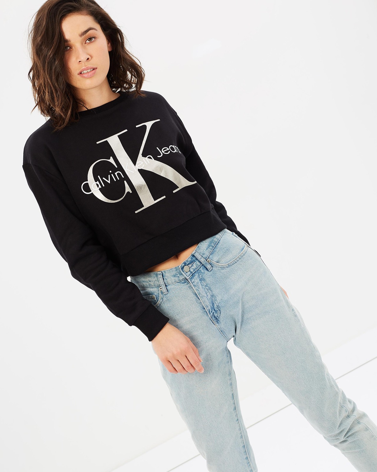 Foil Cropped Sweatshirt