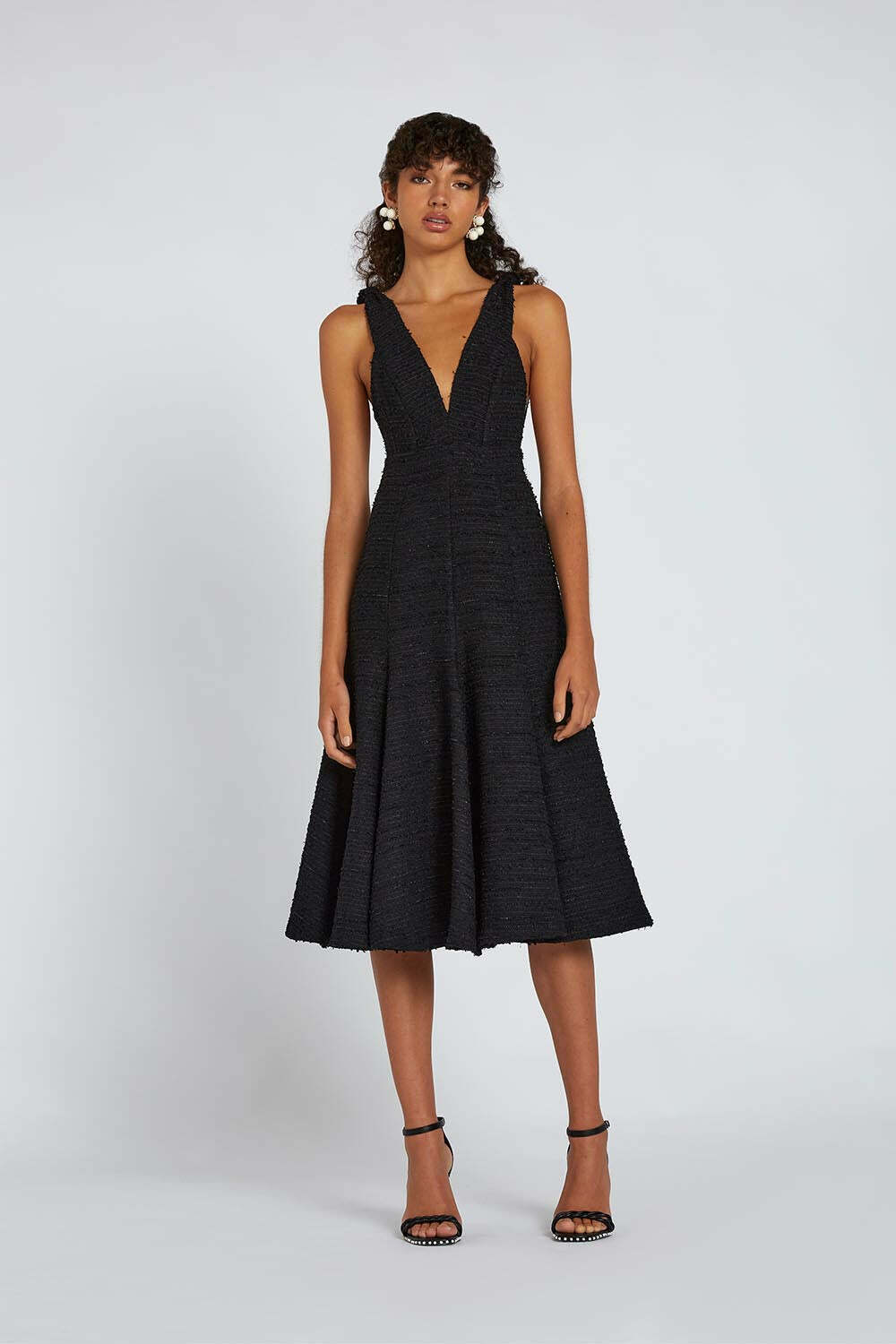 slim fit dress slacks Amaranta Square Neck Beaded Tweed Mini Dress Black – Girl In Mind main image 0