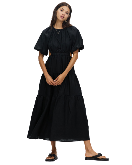 AERE Open Back Linen Midi Dress