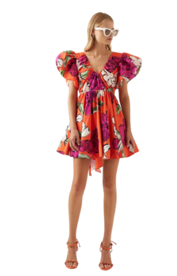knee length dresses for ladies Gretta Bow Back Mini in Chartreuse Green– LOVE ME RENT ME main image 1