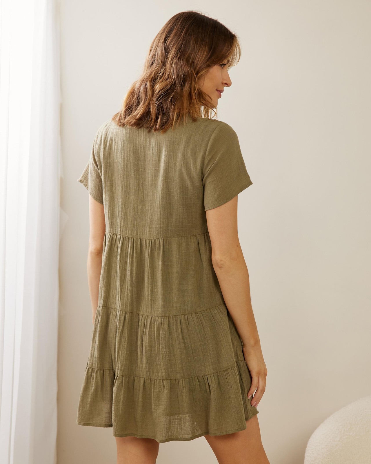 Lara Button Through Cotton Mini Dress