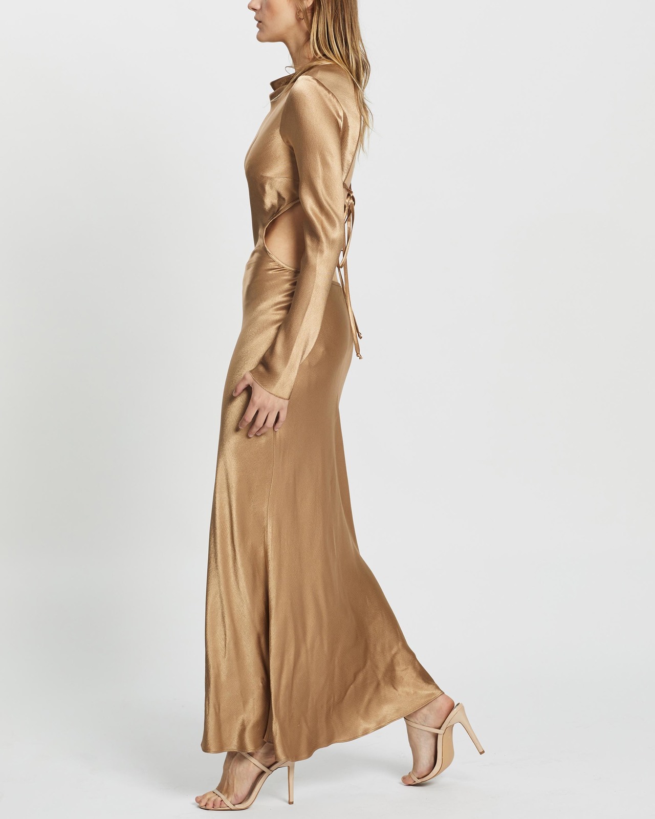 white christmas dresses Bec and Bridge Coyote Midi Dress in Camel/Ivory – Coco & Lola main image 1