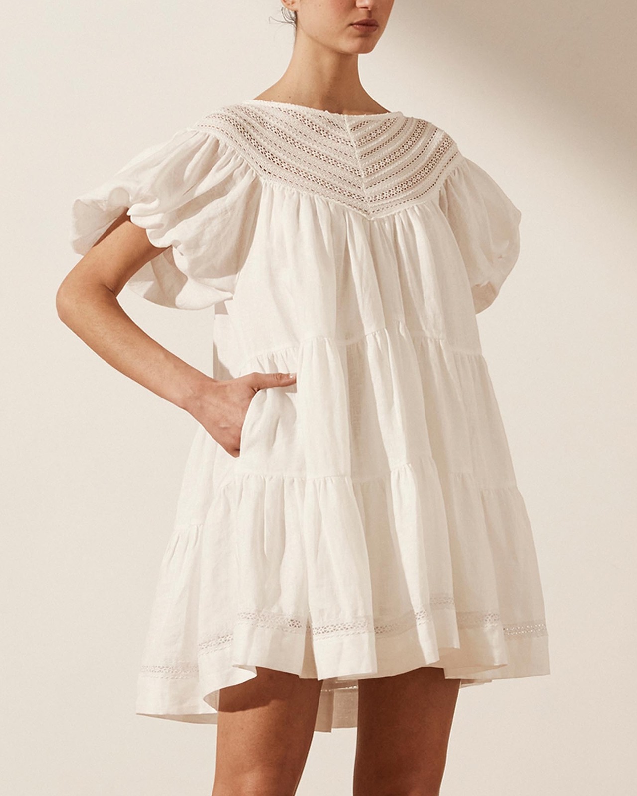 Adriana Short Sleeve Tiered Mini Dress