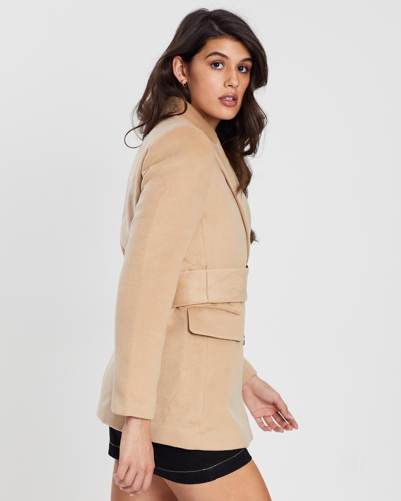 Queenie Belted Wool Blend Coat