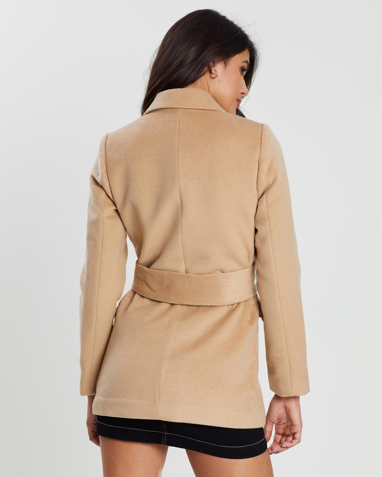 Queenie Belted Wool Blend Coat