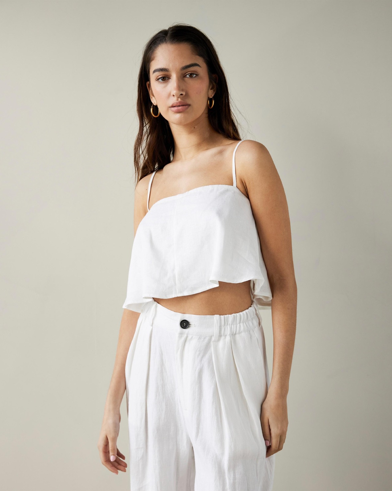 Trapeze Linen Crop Top
